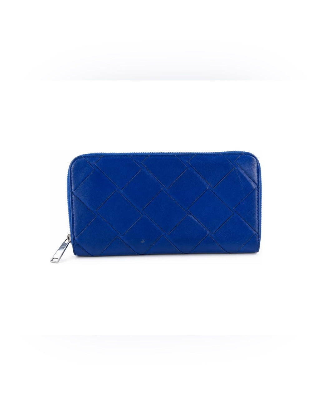 Bottega Veneta Maxi Intrecciato Zip around wallet blue